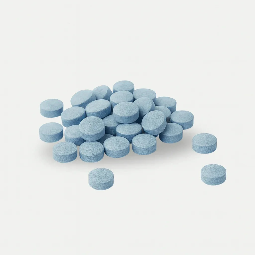 Blaue Tabletten für natürliche Gesundheit und Wohlbefinden