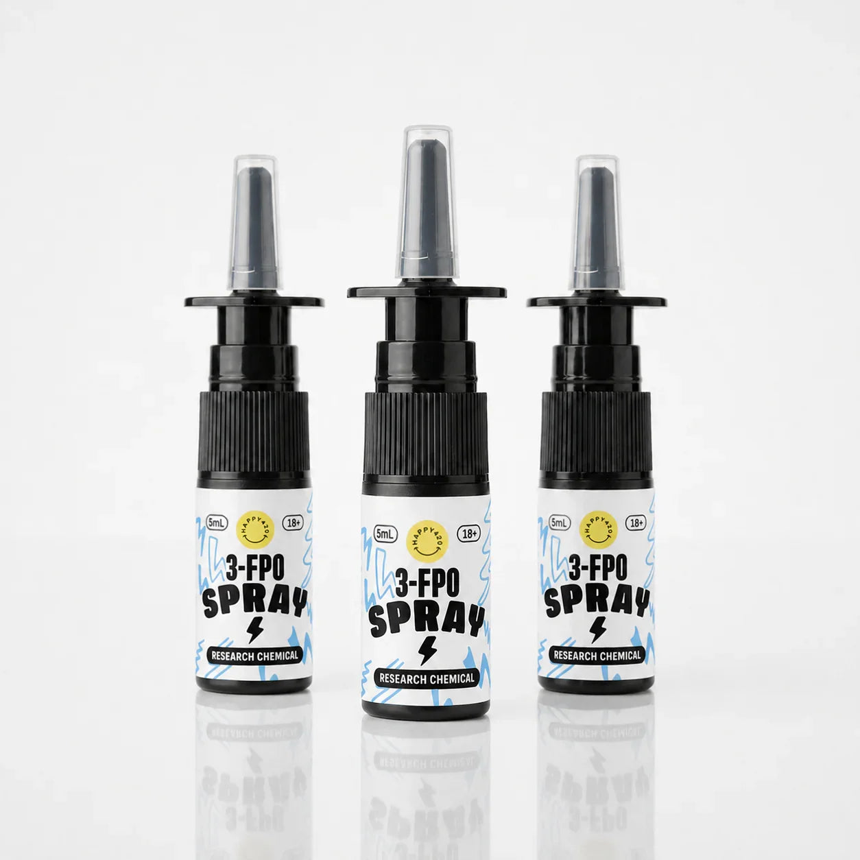 3-FPO Spray 5ml, Forschungschemikalie, 18+, in schwarz-weißen Flaschen mit Sprühkopf