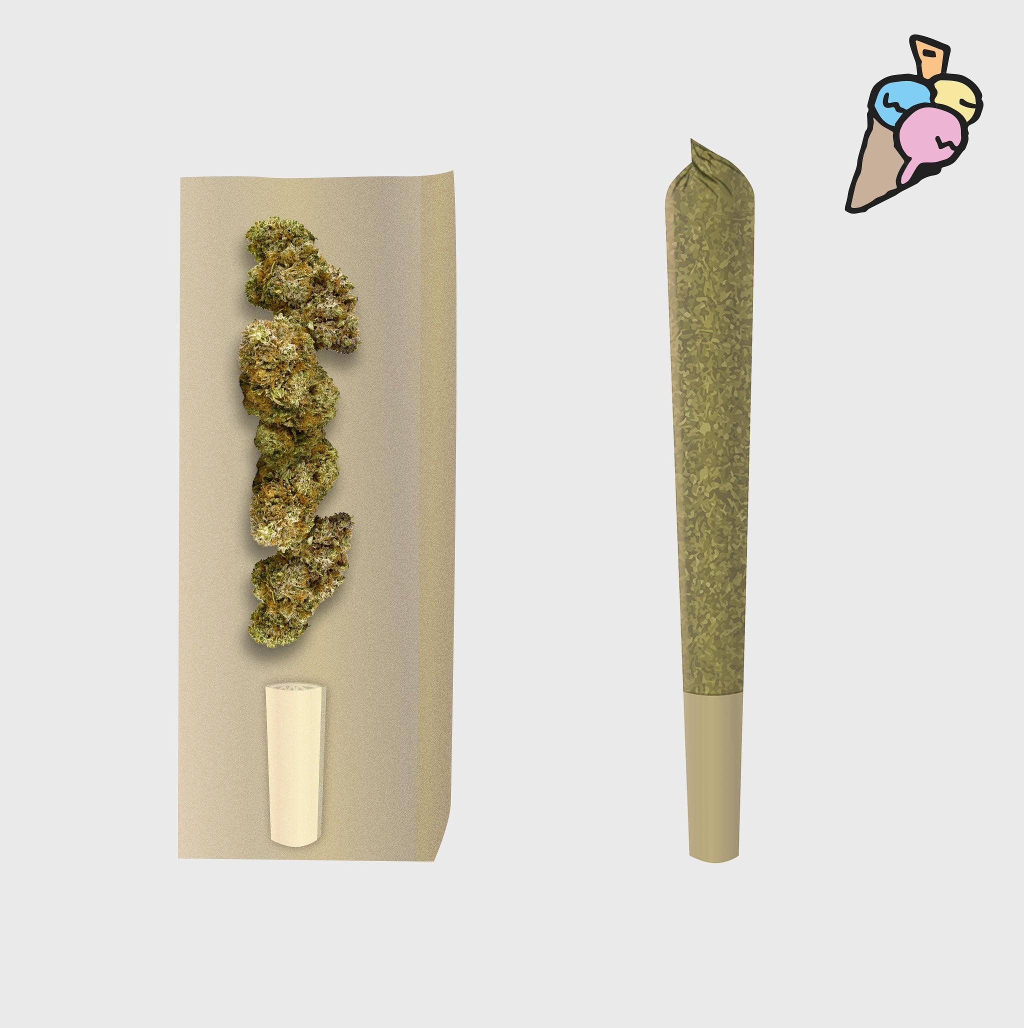 Natürliche Cannabisblüten und Joint auf neutralem Hintergrund, Premium Qualität