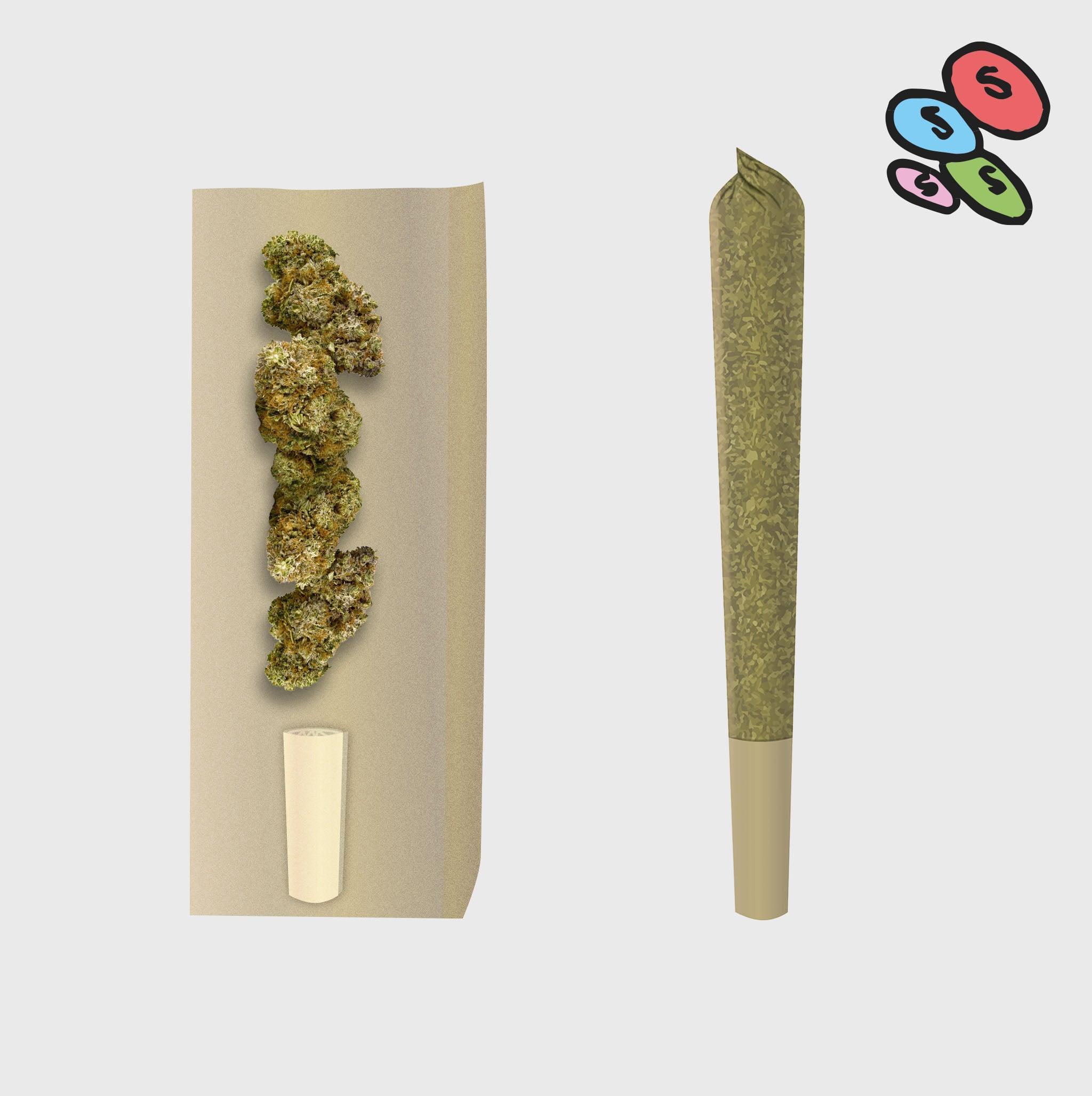 Natürliche Cannabisblüten und Joint auf neutralem Hintergrund, Premium Qualität