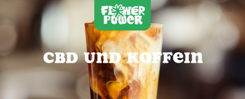 Tasse Kaffee neben CBD-Öl-Fläschchen – CBD und Koffein im Zusammenspiel für Energie und Balance.